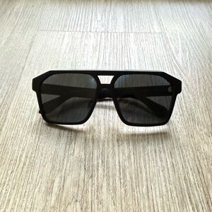 quay australia soundcheck matte black polarized vintage retro aviator sunglasses